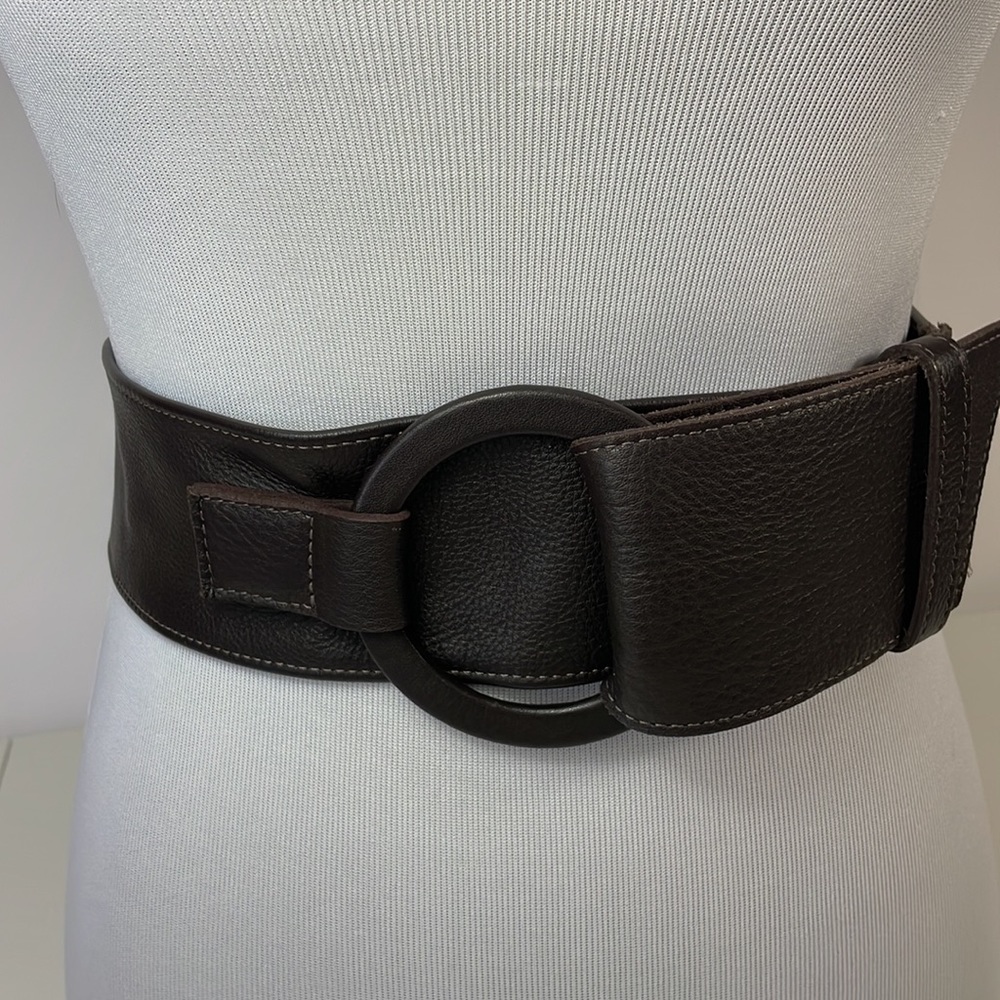 BRAVE large leather belt, dark brown, NWOT, Size 30
